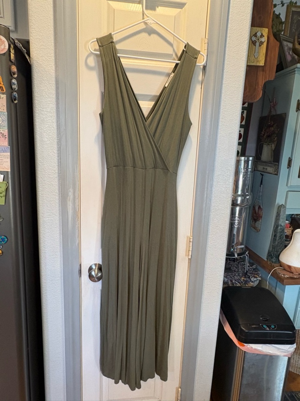 Zenana Outfitters Olive Green Sleeveless Wrap Maxi Dress